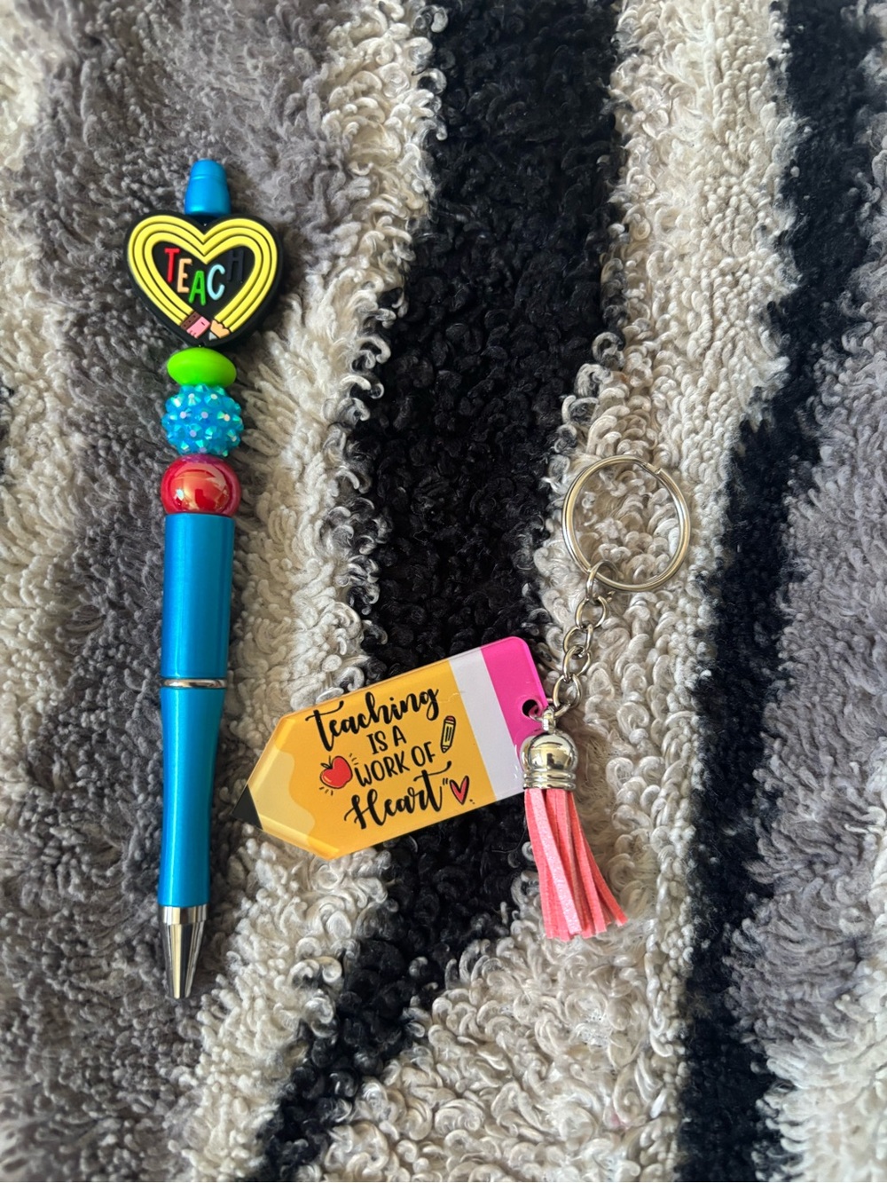 Teacher Gift Beaded Pen with Keychain